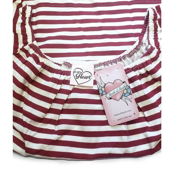 Off the Shoulder Top Blouse Red & White Stripe Heart of Haute Sz Small - Hey Viv - Picture 4 of 5